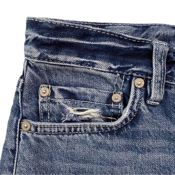 We The Free Free People Medium Blue Wash Cropped Folded Hem Distressed Jeans 25 - Picture 13 of 16